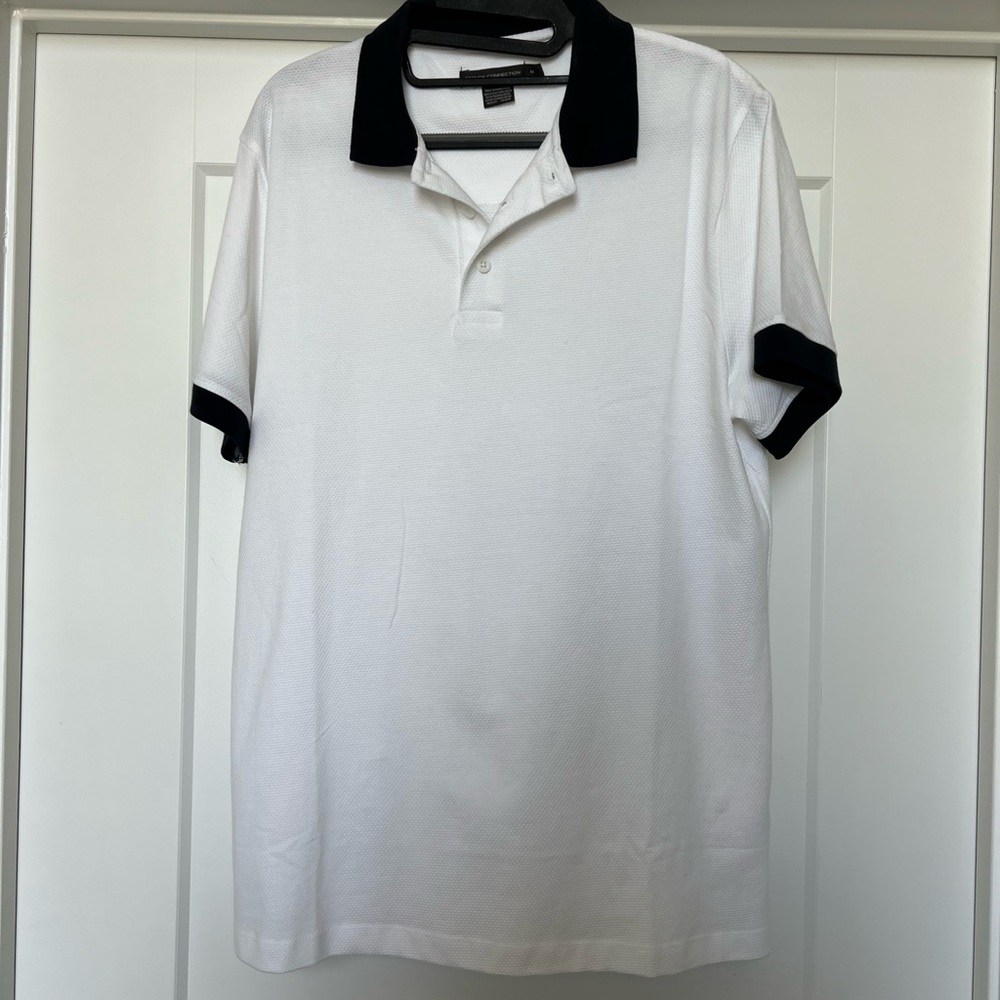 Men's White Polo Shirt with Black Accents